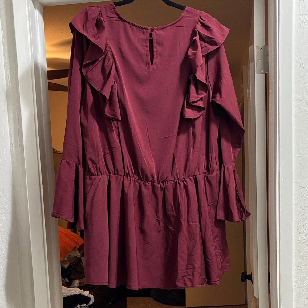 ASOS Ruffled Burgundy Top - Picture 3 of 3